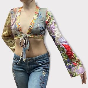 Vintage Tie Front Sheer Top